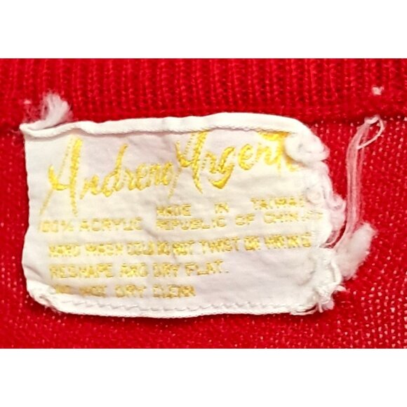 Womens Golf Cardigan Sweater Red Vintage Andrew Argenti Embroidery Acrylic Count - Picture 6 of 6